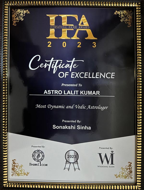 Award & Achievement Astrologer Lalit Kumar