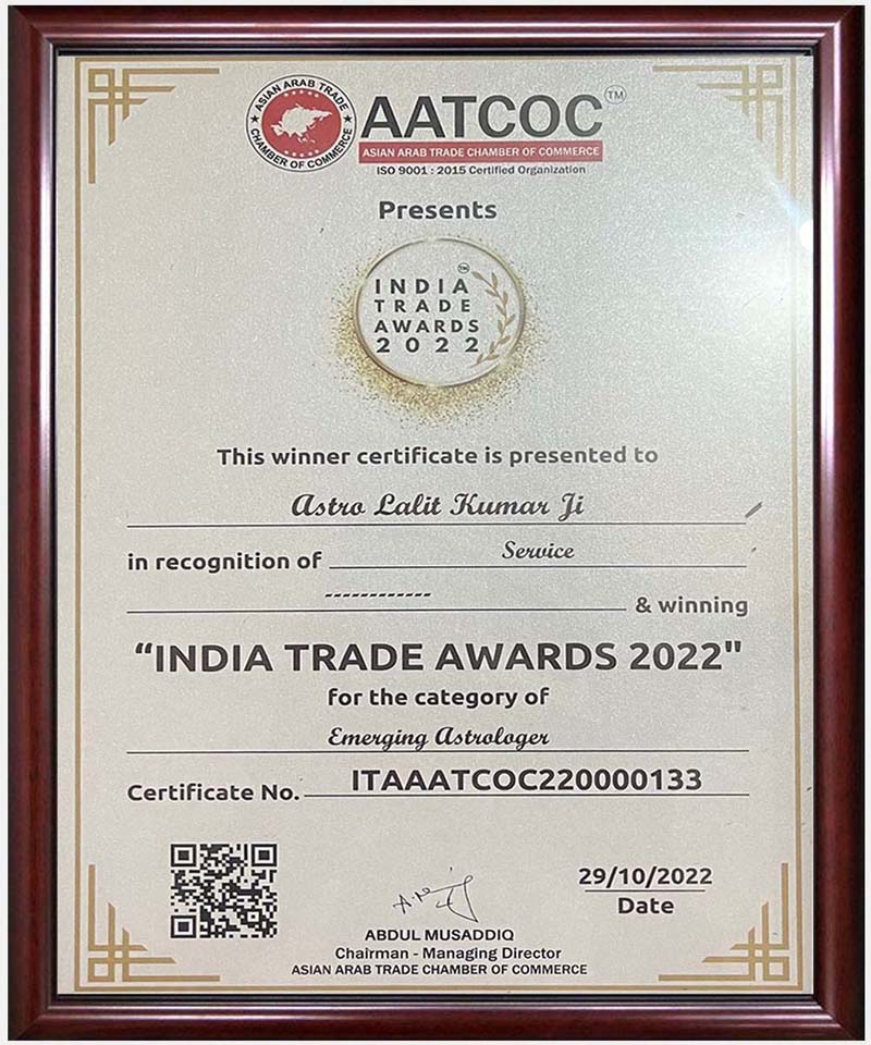 Award & Achievement Astrologer Lalit Kumar
